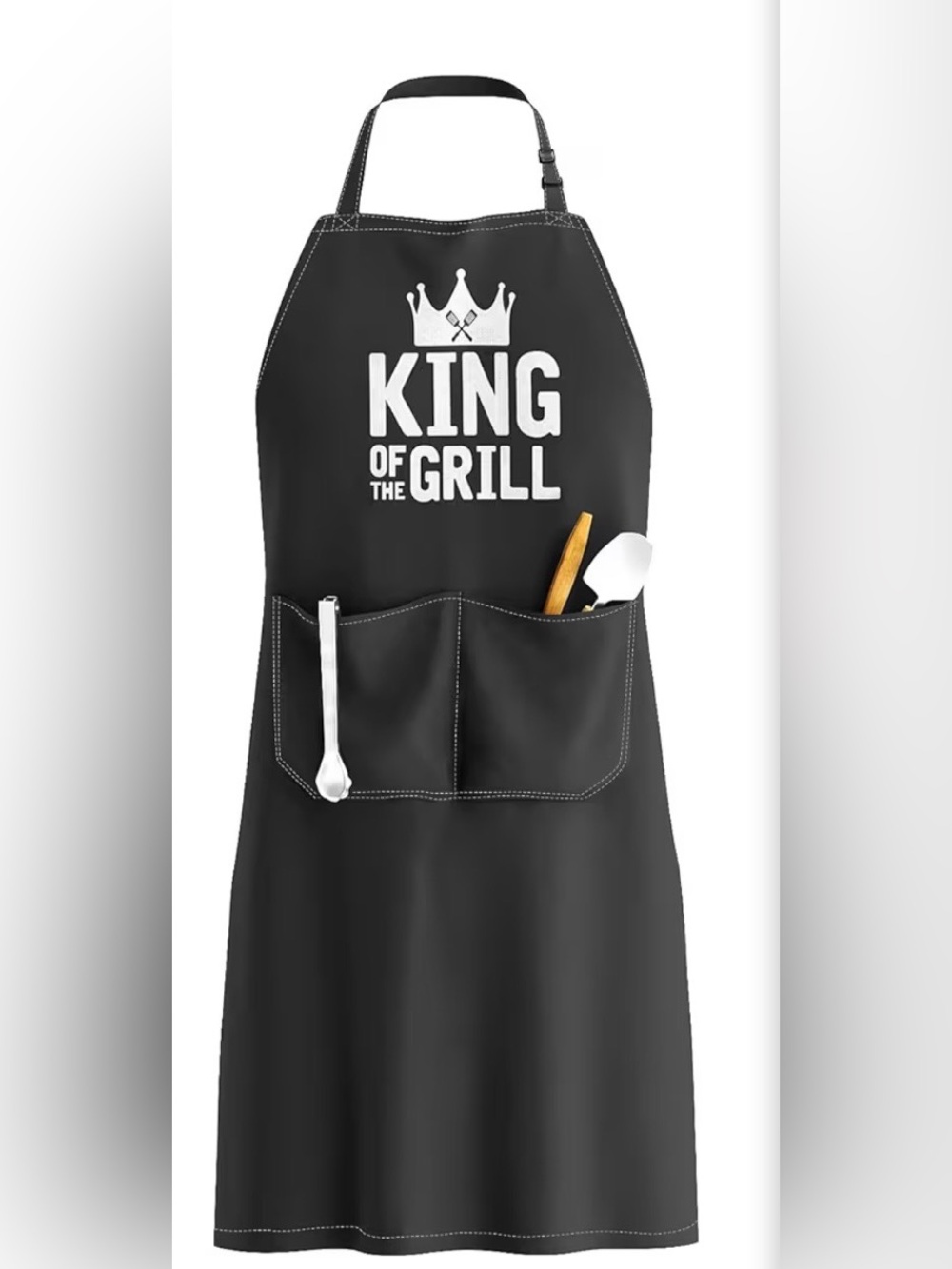 FATHERS/DADS King of the Grill Black BBQ Apron for Men